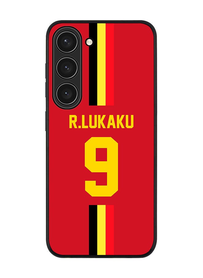 Stylizedd Rugged Black edge case for Samsung Galaxy S23 5G Slim fit Soft Case Flexible Rubber Edges Anti Drop TPU Gel Thin Cover - Football Team - Belgium Player Name - R.Lukaku - Image 1
