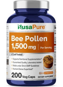 NusaPure Bee Pollen 1500Mg 200 Veggie Caps  - Image 1