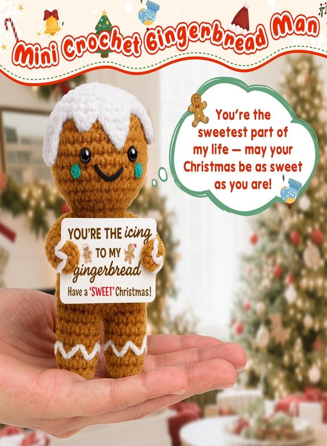 BdayPtion Mini Gingerbread Man Christmas Stocking Stuffers for Women Kid Teen Girl Boy Best Friend White Elephant Gifts for Coworker Sweet Xmas Stocking Stuffers for Girlfriend Boyfriend Handmade Crochet Gifts - Image 2