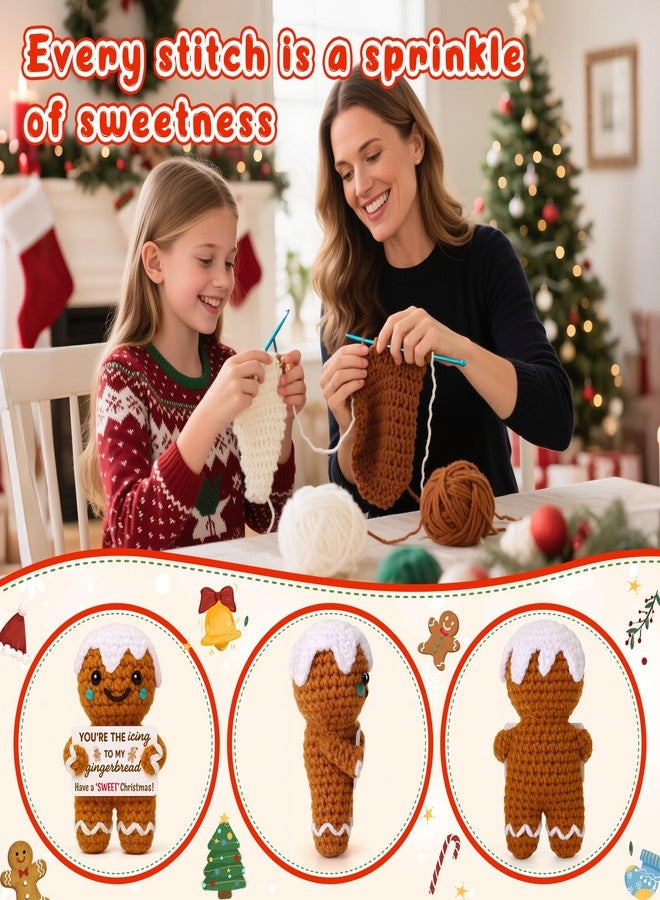 BdayPtion Mini Gingerbread Man Christmas Stocking Stuffers for Women Kid Teen Girl Boy Best Friend White Elephant Gifts for Coworker Sweet Xmas Stocking Stuffers for Girlfriend Boyfriend Handmade Crochet Gifts - Image 3