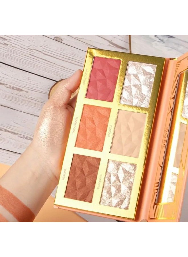 SKINPLUS 6 Color Highlight & Blush & Contour Palette (Fa-126) 24G  - Image 4