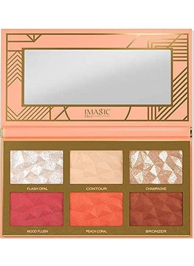 SKINPLUS 6 Color Highlight & Blush & Contour Palette (Fa-126) 24G  - Image 1