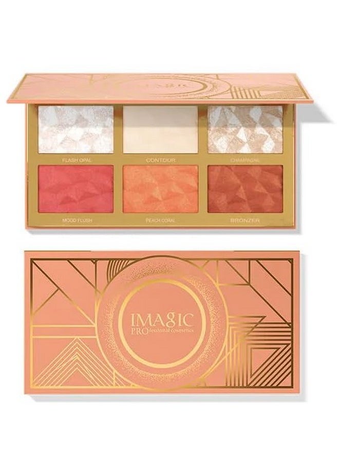 SKINPLUS 6 Color Highlight & Blush & Contour Palette (Fa-126) 24G  - Image 5