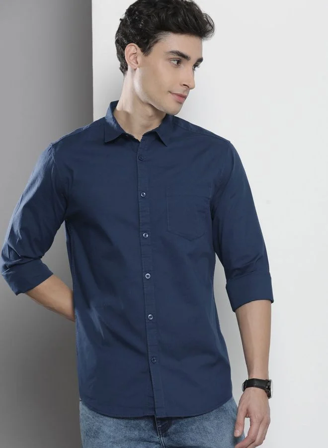 شركة المرآب الهندية Men Regular Fit Solid Full Sleeves Cutaway Collar Casual Shirt