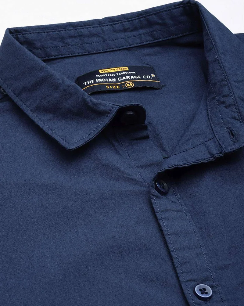 شركة المرآب الهندية Men Regular Fit Solid Full Sleeves Cutaway Collar Casual Shirt