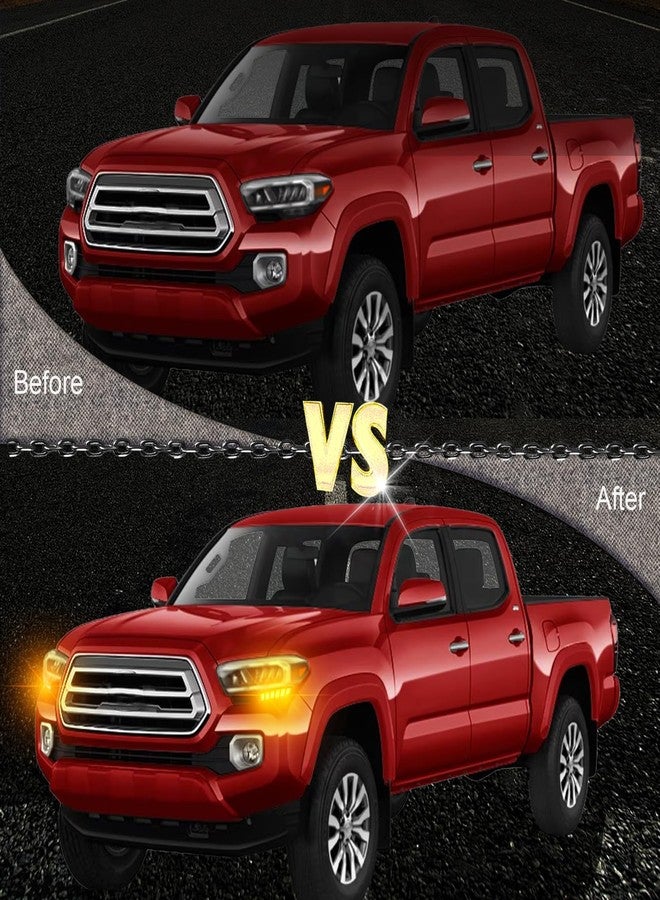 BINQIGOO Full LED Front Side Marker Headlight Kit for Toyota Tacoma 2016-2023 Function as Dynamic Sequential Turn Signal Lights，Daytime Running light Kit (16-23) - Image 3