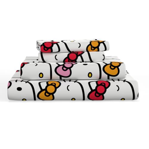 Franco Hello Kitty Bows Bedding Super Soft Cozy Microfiber 4 Piece Queen Sheet Set Officially Licensed Product By Franco - Image 1
