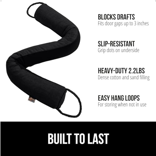 GORILLA GRIP Door Draft Stopper for Bottom of Doors, Weather Stripping Seal Blocks Hot Air, Noise, Bugs, Keeps Cold AC in, Sound Proofing Easy Install Gap Filler, Home Essentials, 32 Inch, Black - Image 2