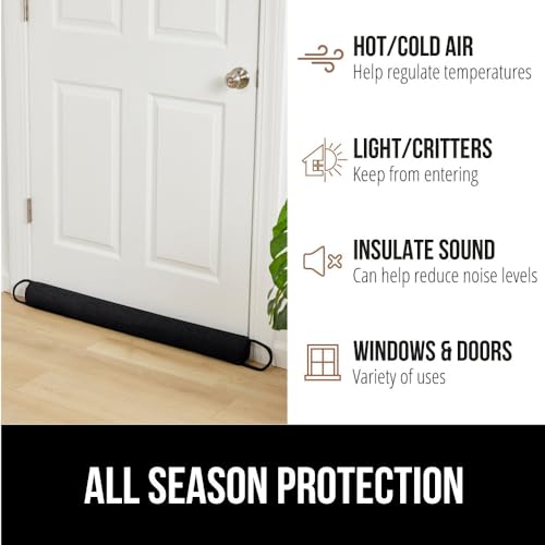 GORILLA GRIP Door Draft Stopper for Bottom of Doors, Weather Stripping Seal Blocks Hot Air, Noise, Bugs, Keeps Cold AC in, Sound Proofing Easy Install Gap Filler, Home Essentials, 32 Inch, Black - Image 5