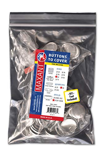 50 Buttons to Cover Made in USA Self Cover Buttons with Flat Backs Size 45 with Tool