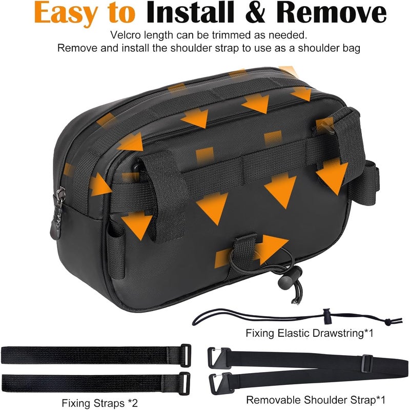 TERRIFI Bike Handlebar Bag, EVA Waterproof Bicycle Front Frame Storage Bag, 3.2L Multi-Purpose Bike Pouch, Easy to Install & Remove, for E-Bikes, Scooters, and Motorcycles (Black) - Image 5