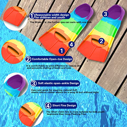 Prsca Kids Swim FinsShort Youth Fins Swimming FlippersSwim Training Fins for Lap Swimmingfor Children Girls Boys Beginners - Image 3