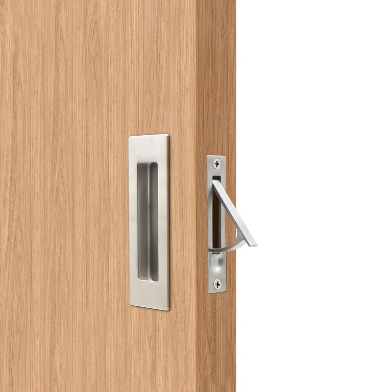 Dontay 2 Set Pocket Door Pull Handle304 Stainless SteelRectangle Recessed Flush Finger PullsEdge Spring PullNo LockHardware Set for More Than 118 Thickness Sliding DoorBrushed Nickel47 - Image 2