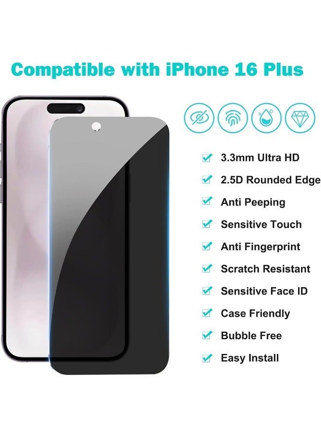 Raxoom [3+3 Pack] Privacy Screen Protector for iPhone 16 Plus with Camera Lens Protector | Full Coverage Anti-Spy Tempered Glass Film | 9H Hardness | Enhanced Edge Protection | Easy Installation | Bubble Free [6.7 Inch] - Image 2