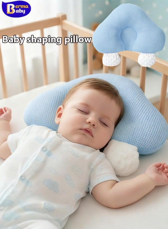 Berma Baby Portable Baby Pillow, Adjustable Cute Cartoon Bear Soft and Cozy Pillow, Ergonomic Design Soft Hypoallergenic Pillows for Newborn Babies Sleeping Prevent Flat Head - Image 1