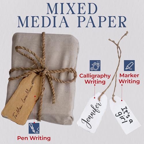 Wanderings Handmade White Deckled Edge Tags with String 2 x 4 5 x 10cm Pack of 25 Price or Gift Tags Arts Crafts Place Cards Name Cards Cold Press Thick 150 GSM - Image 3