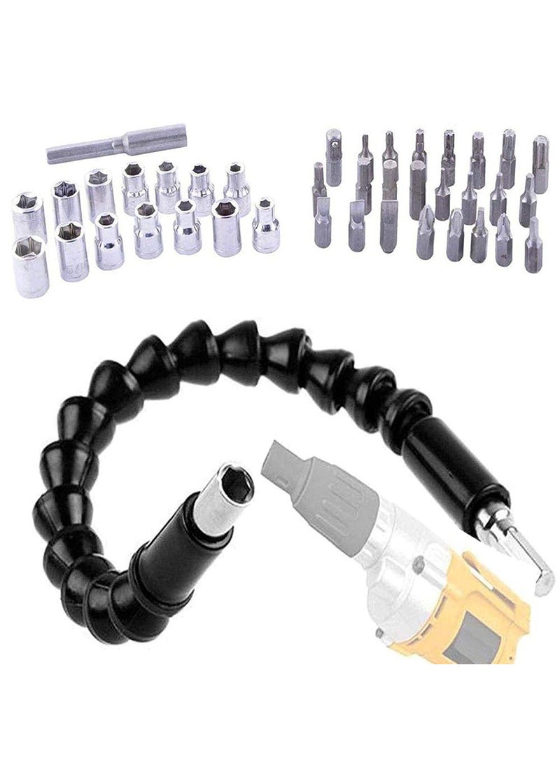 DIY Crafts DIY Crafts CTDIYHI22285 Flexible Holder Drill for Black 30cm 118 Tools Shaft 61 Pcs Bits Extension Rod  - Image 1