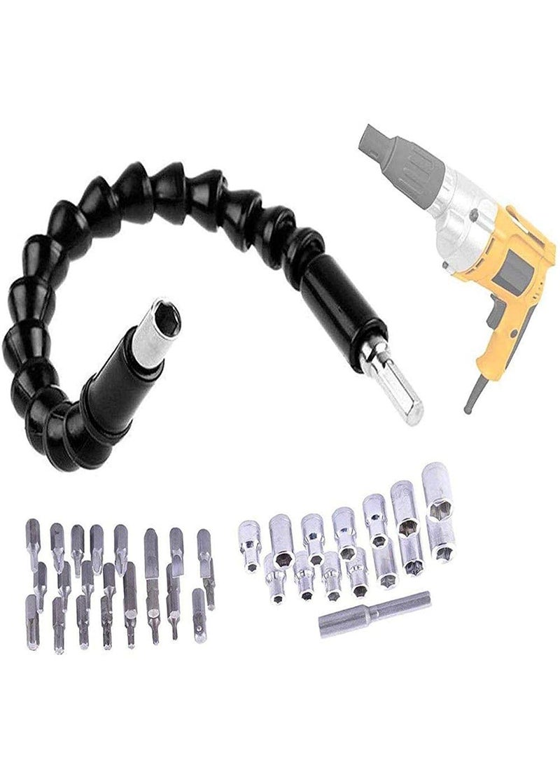 DIY Crafts DIY Crafts CTDIYHI22285 Flexible Holder Drill for Black 30cm 118 Tools Shaft 61 Pcs Bits Extension Rod  - Image 2