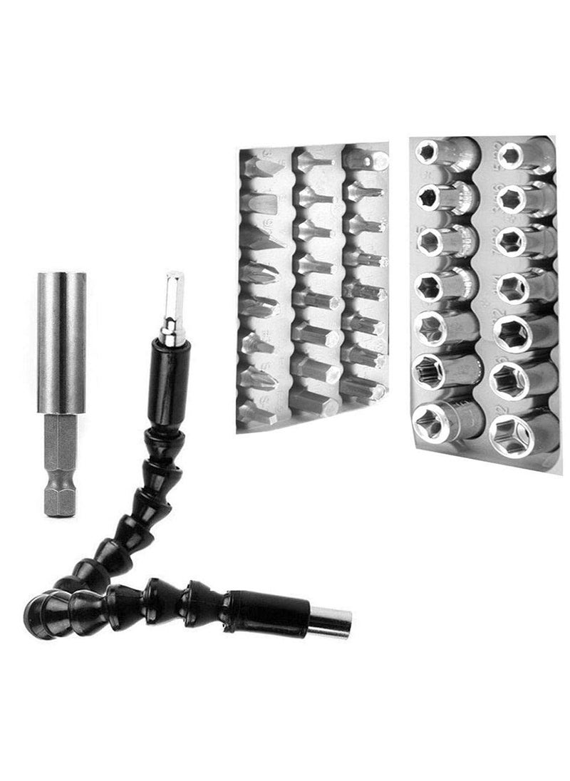DIY Crafts DIY Crafts CTDIYHI22285 Flexible Holder Drill for Black 30cm 118 Tools Shaft 61 Pcs Bits Extension Rod  - Image 5