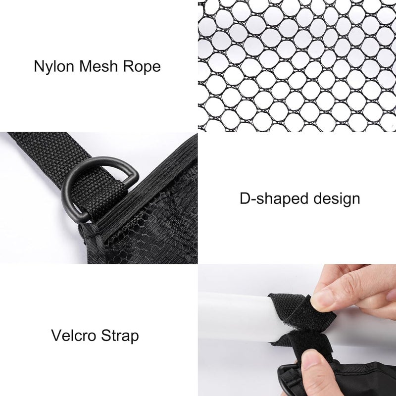 Elfzone Stroller Organizer Bag  2 Pack BikeStroller Organizer Hook  Loop Easy Attach  Mesh Design NonSlip Straps mom Cozy Stroller Organizer Stroller Accessories Black - Image 5