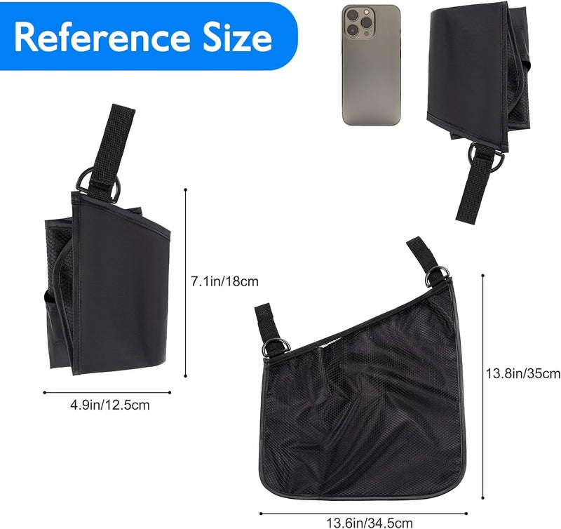 Elfzone Stroller Organizer Bag  2 Pack BikeStroller Organizer Hook  Loop Easy Attach  Mesh Design NonSlip Straps mom Cozy Stroller Organizer Stroller Accessories Black - Image 2