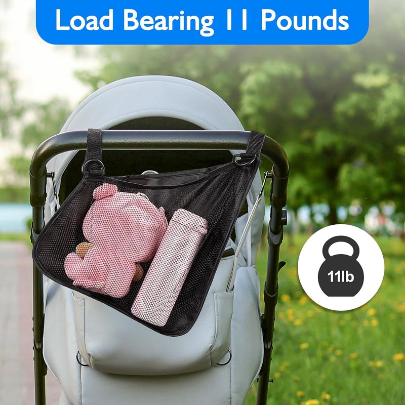 Elfzone Stroller Organizer Bag  2 Pack BikeStroller Organizer Hook  Loop Easy Attach  Mesh Design NonSlip Straps mom Cozy Stroller Organizer Stroller Accessories Black - Image 3