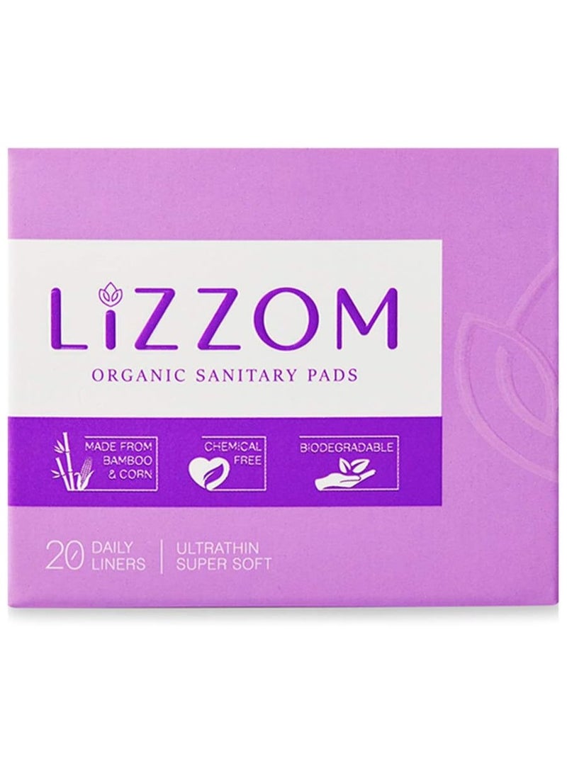 ليزوم 20 بطانة صحية عضوية 100٪ ، بطانات يومية فائقة الرقة وفائقة النعومة