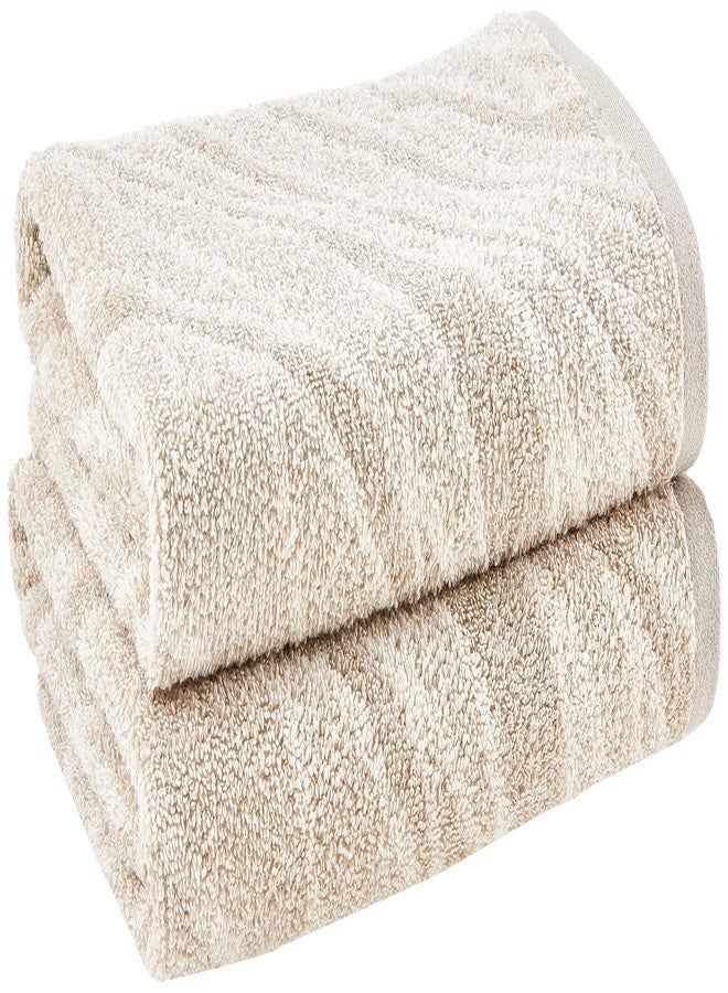 فايولت لينين مناشف يد مستطيلة الشكل، بنقشة جلد الحمار الوحشي، مصنوعة من الكتان البنفسجي، قطن تيري فاخر 100%، وزن 600 غرام/متر مربع، فائقة النعومة وعالية الامتصاص، بنمط جاكار أنيق، مناسبة للحمامات والفنادق والمنتجعات الصحية الفاخرة، مقاس 20 × 30 بوصة، لون بيج، عبوة من قطعتين. - Image 1