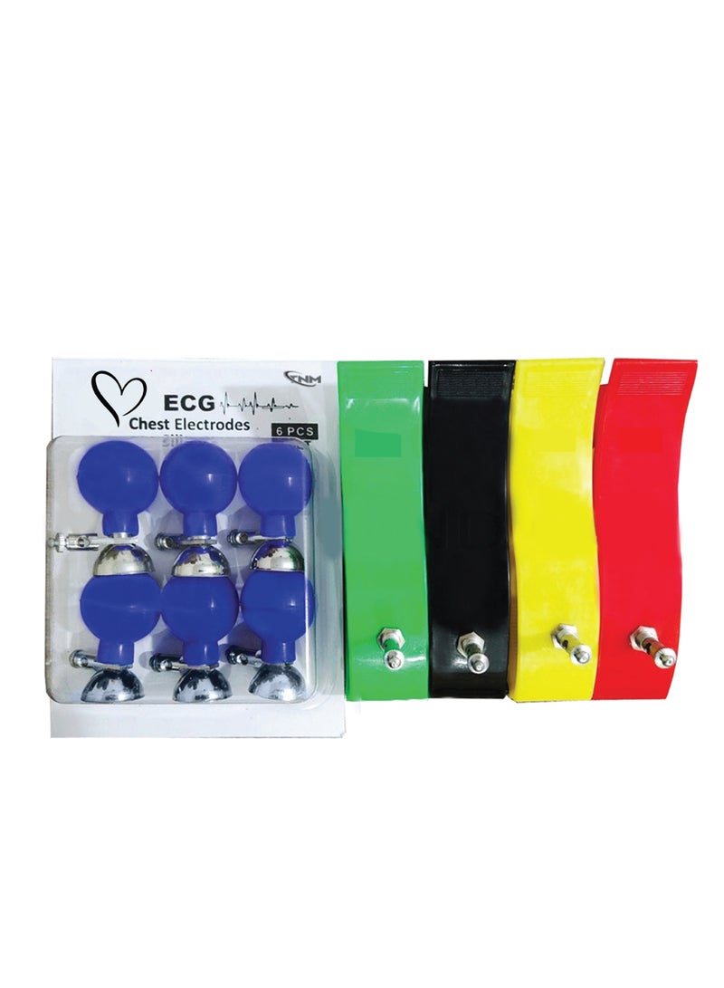TNM Adult Chest Suction Limb Clamp & Cup Bulb ECG EKG Electrodes for Snap-Clip - Image 1