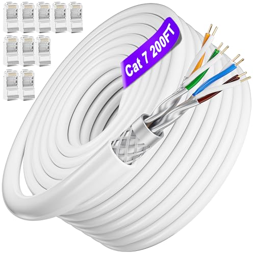 Soibke Cat 7 Ethernet Cable 200ft10 RJ45OutdoorIndoor SFTP Cat 7 Triple Shielded Ethernet Cable Heavy Duty High Speed 10Gbps 600Mhz Direct Burial Weatherproof UV Resistant for Gaming Cat7 200 feet - Image 1
