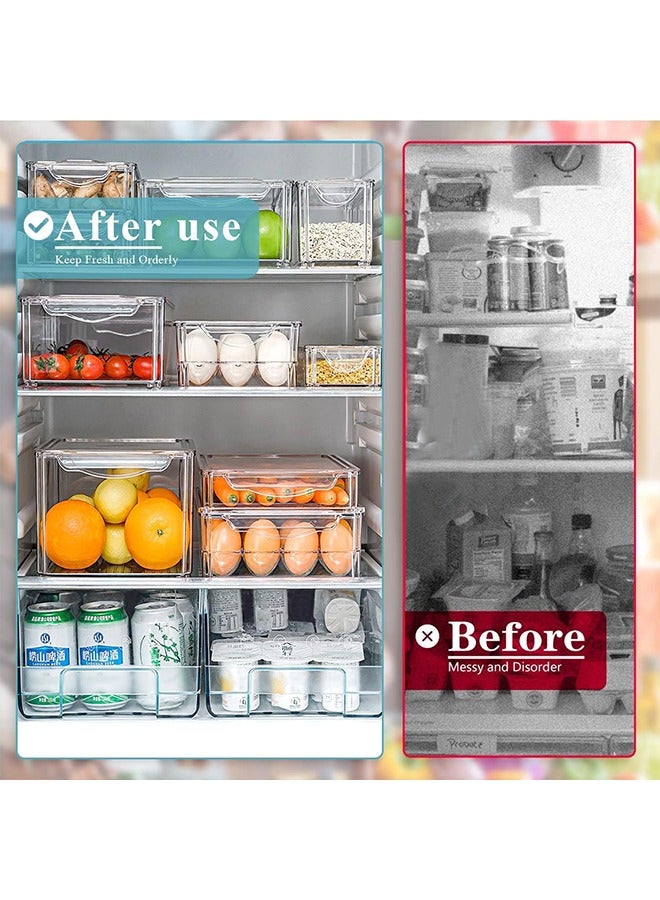 Yoawllty 10 Pcs Clear Fridge Organizer, Stackable Refrigerator Pantry Organizer Bins with Lids, Plastic Food Containers Storage Bins for Kitchen & Fridge  - Image 3