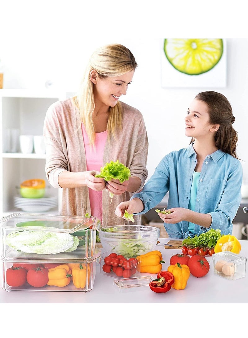 Yoawllty 10 Pcs Clear Fridge Organizer, Stackable Refrigerator Pantry Organizer Bins with Lids, Plastic Food Containers Storage Bins for Kitchen & Fridge  - Image 4