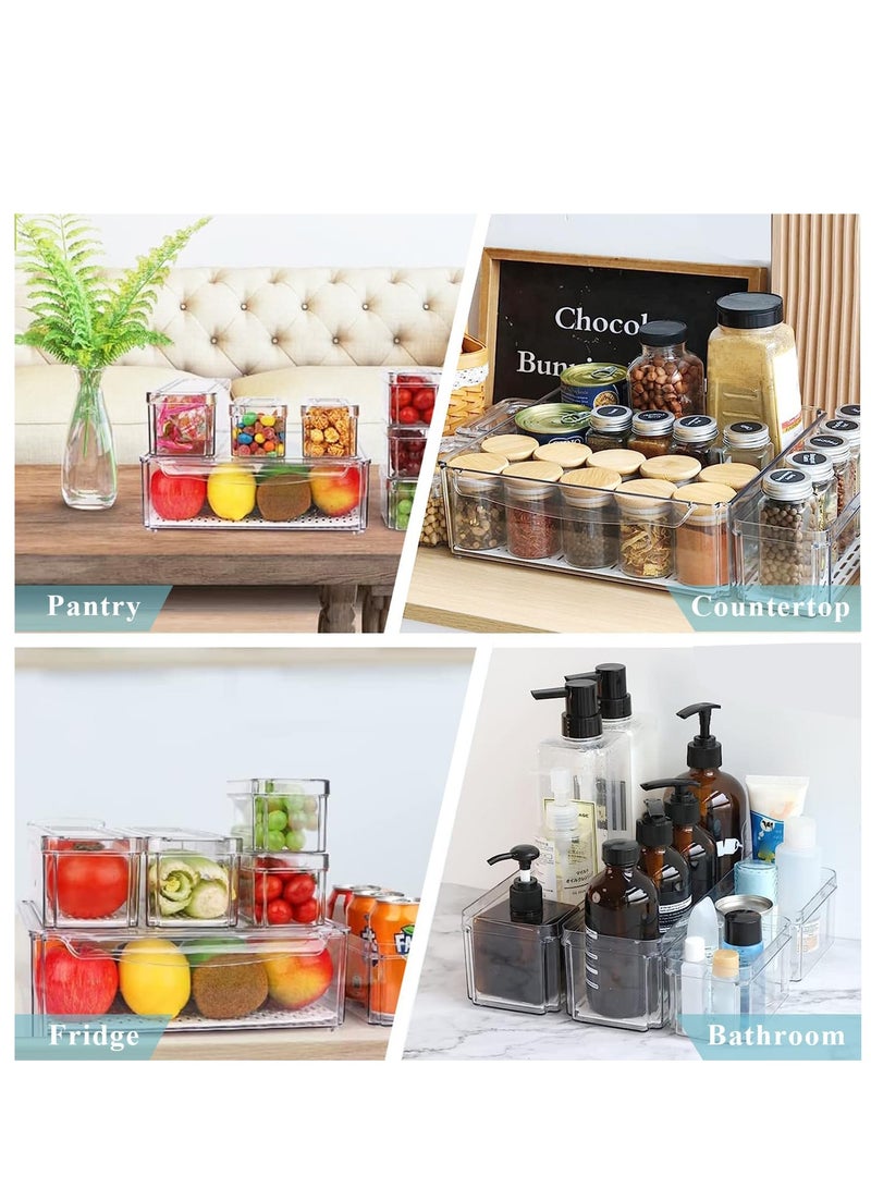 Yoawllty 10 Pcs Clear Fridge Organizer, Stackable Refrigerator Pantry Organizer Bins with Lids, Plastic Food Containers Storage Bins for Kitchen & Fridge  - Image 5