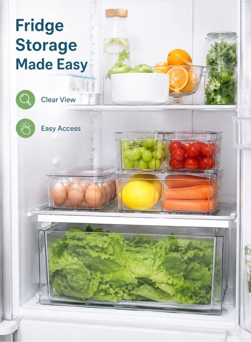 Yoawllty 10 Pcs Clear Organizer Bins, Stackable With Lids, Plastic Food Storage Containers For Fridge, Pantry And Kitchen - Image 4