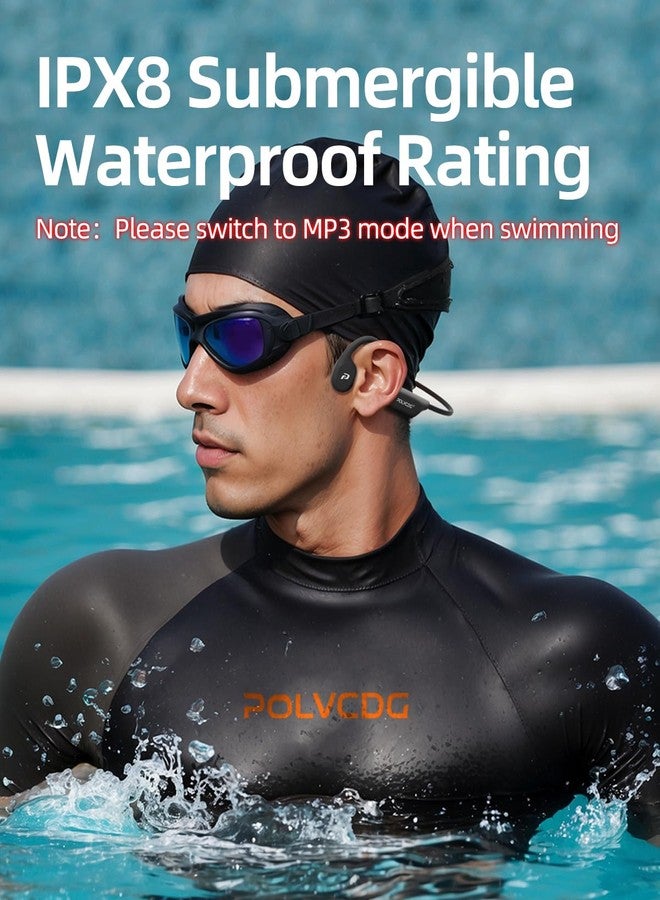 POLVCDG Swimming Headphones,IPX8 Waterproof Bone Conduction Headphones,32GB Memory Open Ear Headphones with Mic,Wireless Bluetooth Earphones Underwater Sport Earbuds for Running Workout Cycling - Image 2