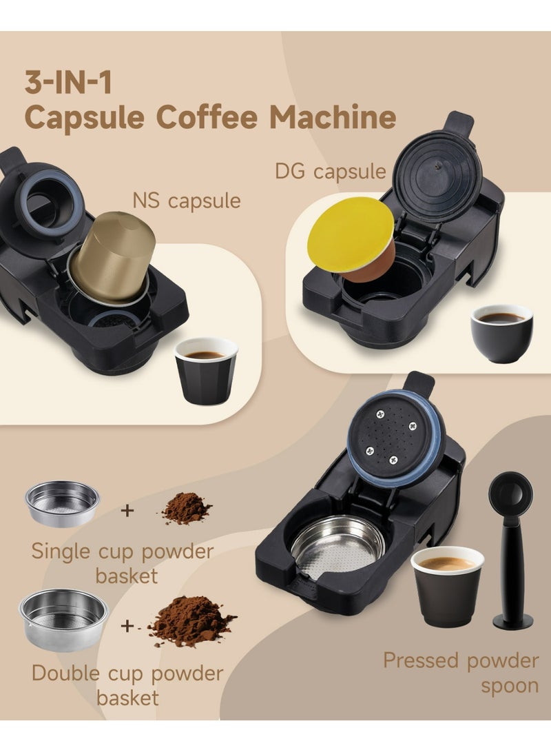 BOMIDI 3-in-1 Capsule Coffee Machine – Compatible with Nespresso, Dolce Gusto, and Ground Coffee – 20 Bar High-Pressure Espresso Maker with Touch Control Panel, Self-Cleaning Function, LED Indicators, 700ML Removable Water Tank – CM01 - Image 2