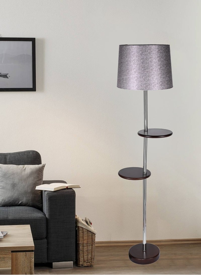 الروضة للإضاءة مودرن لمبادير - معدن - | هوكا 2 رف خشب 1 لمبة | اللون: فضي | المقاس: 153x20 سم - Image 1