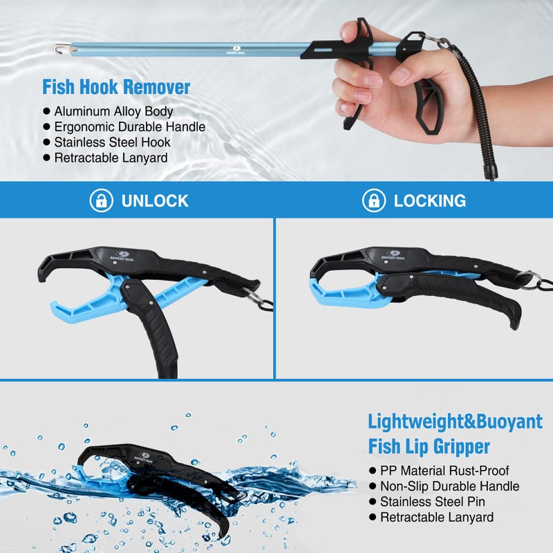 Mossy Oak 3PC Fishing Tools Kit, Fishing Pliers with Sheath, Hook Remover Tool, Fish Lip Gripper, Saltwater Fishing Gear Equipment with Retractable Lanyard, Fly Fishing Gifts for Men, Women, Fisherman - Image 4