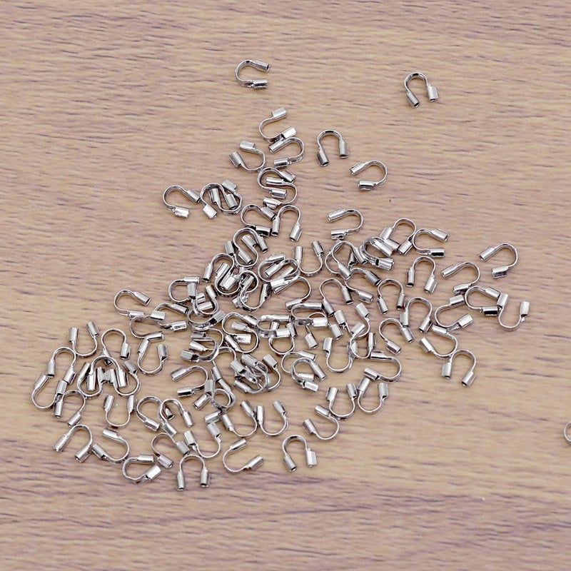 comfrt 100 Pcs Brass Wire Guardian Wire Cable Protector for Jewelry Making DIY Accessories for Necklace Bracelet Making (Silver) - Image 4