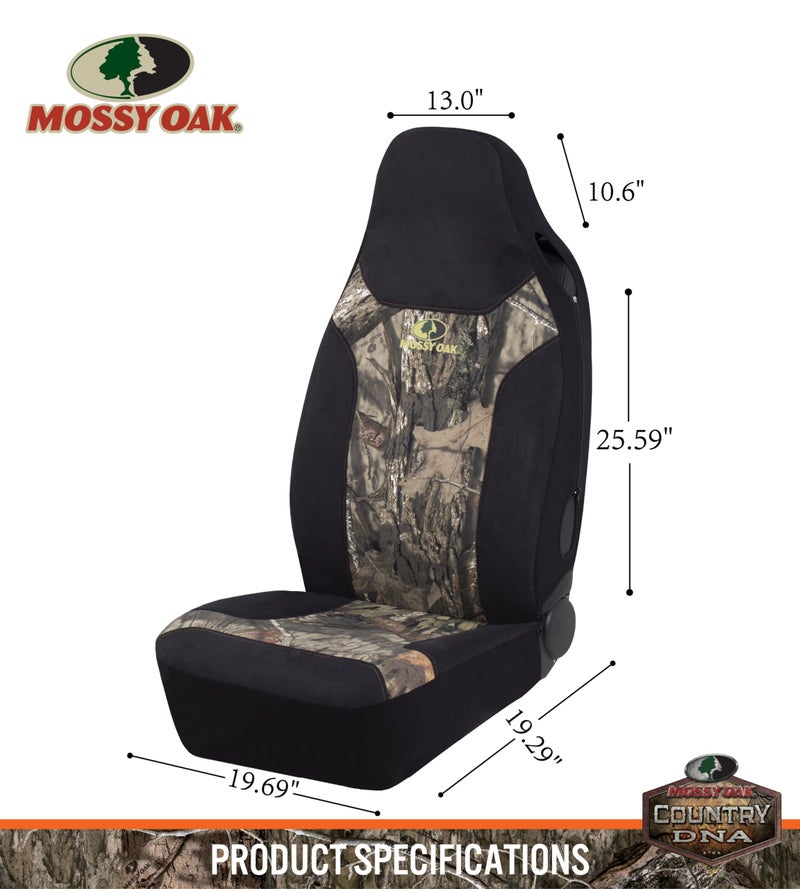 Mossy Oak High Back Camo Seat Covers, Airbag Compatible, Large Size to Fit Truck Seats - Made with Cotton & Suede Fabric - Official Licensed Product - Image 5