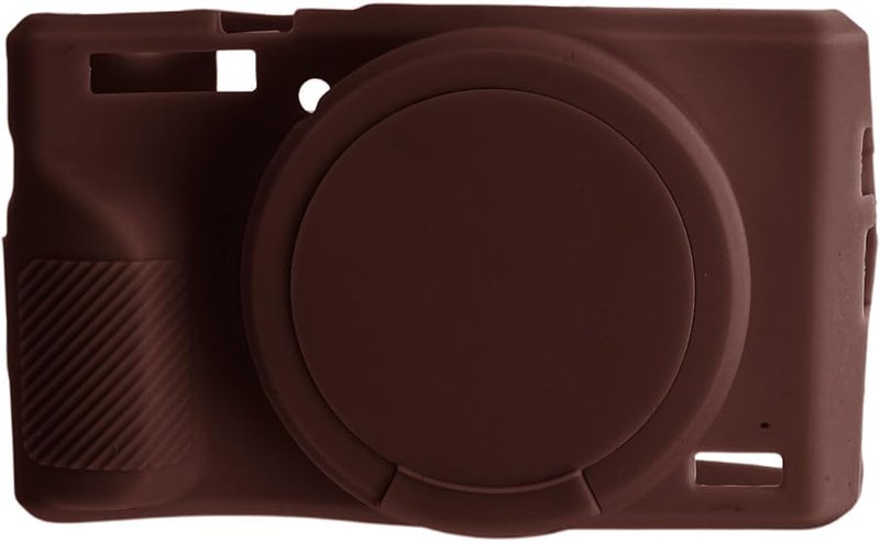 Brown Soft Silicone Protective Case Cover for Canon G7X Mark Camera with Removable Lens Cap - Image 4