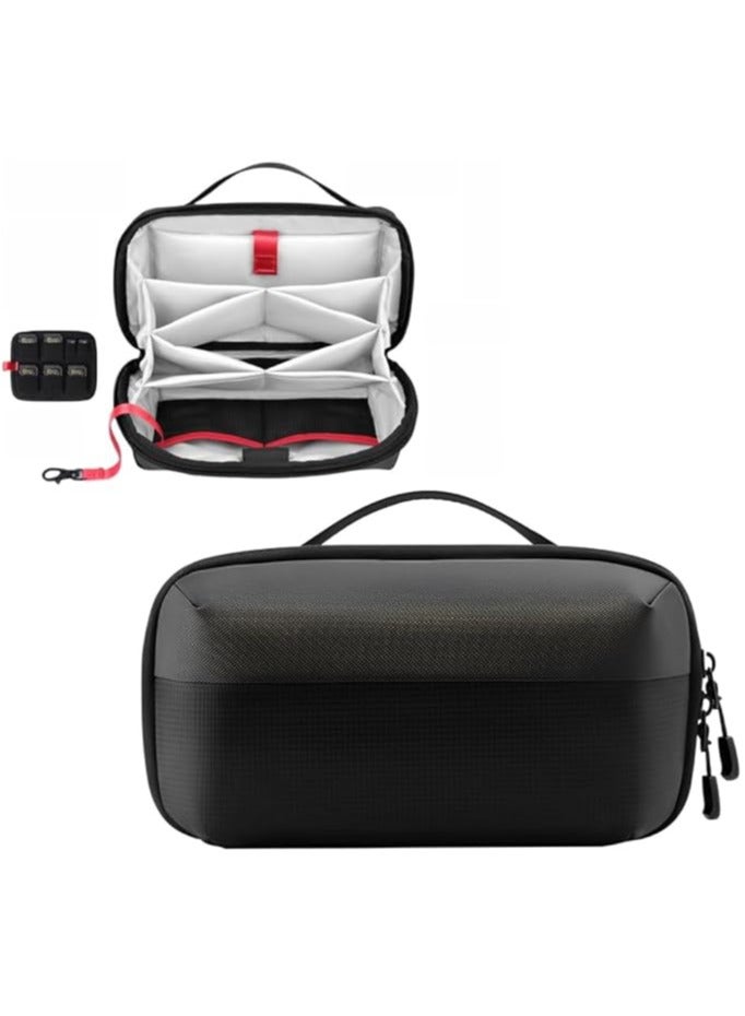 erorex Portable Travel hand bag - Electronic Organizer for MacBook Charger, Cables, Power Bank, Hard Drive, and More - Water-Resistant Digital Storage Bag with Removable Card Slots (Black) - Image 1