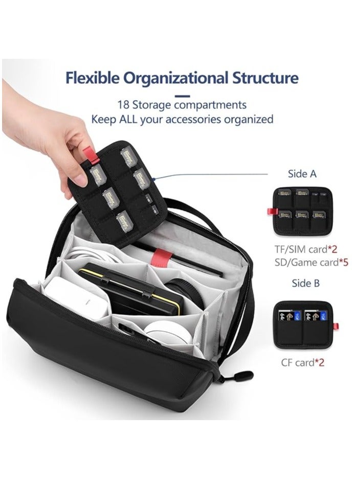 erorex Portable Travel hand bag - Electronic Organizer for MacBook Charger, Cables, Power Bank, Hard Drive, and More - Water-Resistant Digital Storage Bag with Removable Card Slots (Black) - Image 4