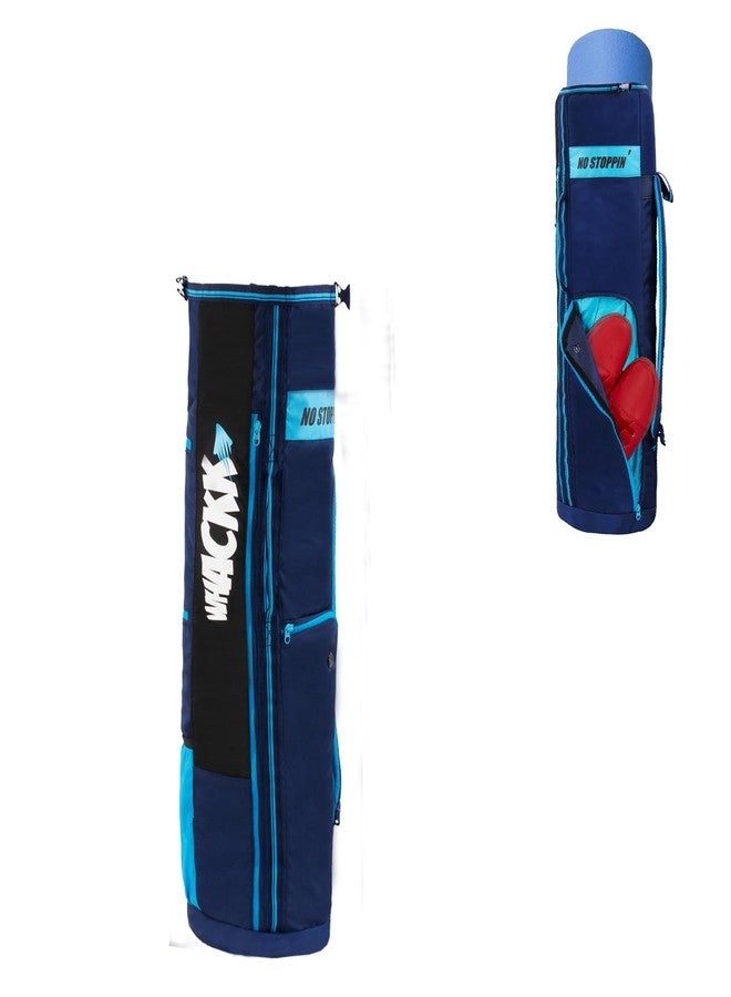 WHACKK Brute Unisex Yoga Aerobics Gym Mat Bags Air Ventilated Pocket for Shoes, Front & Top Open, Carry Way with 3-Way Options i.e. Backpack, Holdable or with a Loop (Black Blue) - Image 2