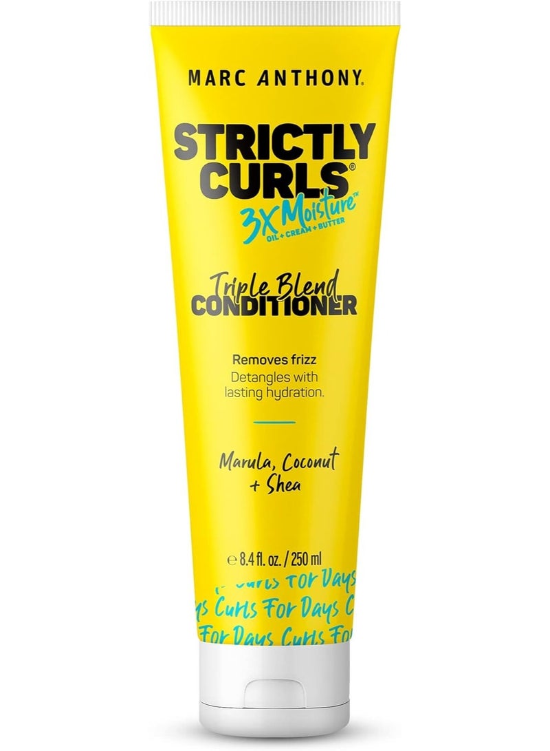 مارك أنتوني بلسم Strictly Curls 3x Moisture Deep لتحديد تجعيد الشعر ومضاد للتجعد - زبدة الشيا وزيت المارولا والصبار وزيت جوز الهند - بلسم خالٍ من الكبريتات وآمن على اللون للشعر الجاف والتالف والمجعد - Image 1