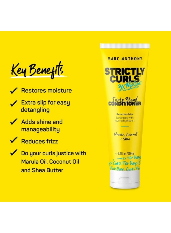 مارك أنتوني بلسم Strictly Curls 3x Moisture Deep لتحديد تجعيد الشعر ومضاد للتجعد - زبدة الشيا وزيت المارولا والصبار وزيت جوز الهند - بلسم خالٍ من الكبريتات وآمن على اللون للشعر الجاف والتالف والمجعد - Image 2