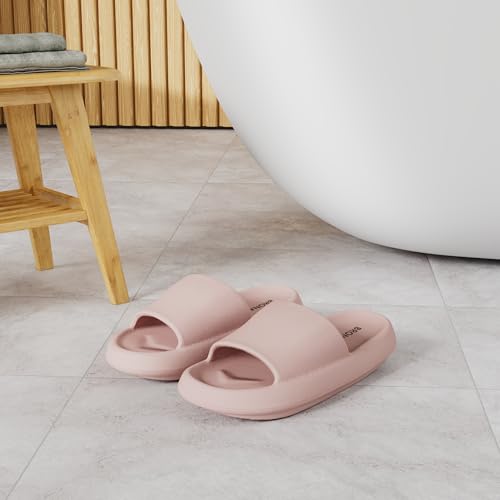 BRONAX Pillow Slippers for Women and Men | House Slides Shower Sandals | Cushioned Thick Sole 37-38 Pink - Image 2