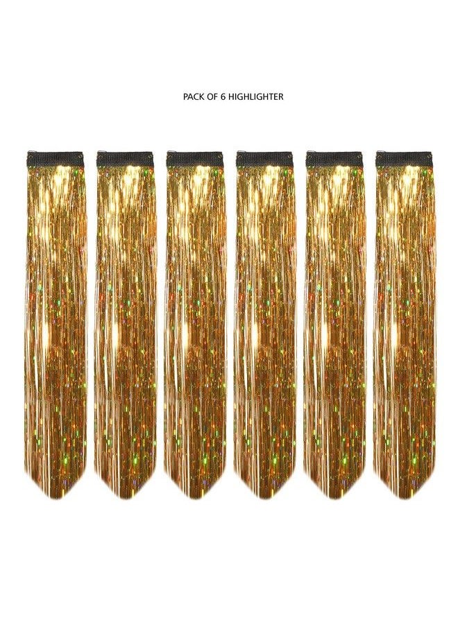 Glitter Hair Streak Hair Extension Highlighter For Women And Girls (Set Of 6 Pc) (Golden) - pzsku/Z145FB5A029168945F177Z/45/_/1679380975/0e78e3ba-300d-4c75-b756-e3586fa5f8ad