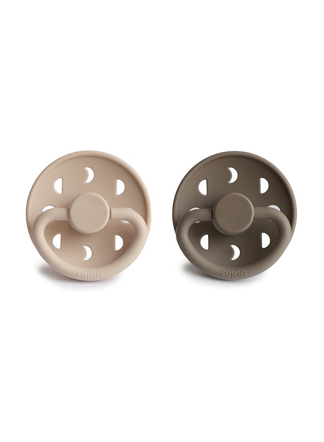 FRIGG Moon Phase Latex Baby Pacifier 6-18M 2-Pack Croissant/Portobello - Size 2 - Image 1