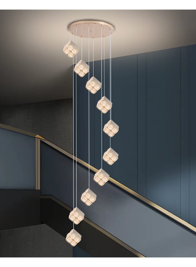 بيست باور ثريا حديثة 10 لمبات 6734-10 مع 3 مستويات إضاءة، طول قابل للتعديل 250 سم، 110 واط – مثالية للممرات والمدخل - Image 1